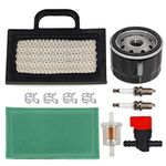 HIFROM MIU11286 GY20575 Air Filter Pre-Filter Fuel Oil Filter Spark Plug Shut Off Value Tune Up Kit Compatible with John Deere D140 L120 Z425 X130R L118 LA135 LA120 Z425 Lawn Mower Tractor Engine