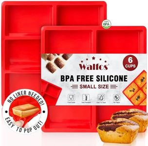 Walfos Silicone Mini Bread Baking Pan 6 Cavities Non-Stick Silicone Mini Loaf Pans 2 Pieces Food Grade Baking Mold For Bread, Cakes, Muffin, Dough, Easy Pop Out and Dishwasher Safe
