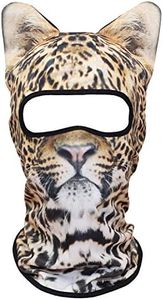 WTACTFUL 3D Animal Ears Balaclava Windproof Face Mask Cover Protection for Music Festivals Raves Halloween Party Riding Skiing Snowboarding Snowmobile Christmas Leopard MEB-39
