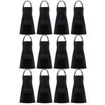Be Buz 12 Pack Aprons For Men Women Unisex Adjustable Bib Apron with 2 Pockets Cooking Kitchen Chef Aprons for Home Kitchen, Restaurant, Coffee house Craft Garden BBQ School
