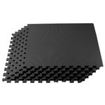 We Sell Mats Premium Foam Interlocking anti-fatigue tiles great for gyms PX90 Insanity Pilates Yoga aerobics cardio trade shows kids payrooms and more. Black 16 SQFT-4 Tiles