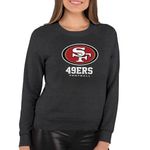 Team Fan Apparel Women's NFL Big Logo Charcoal Slouchy Crewneck -Tagless Fleece Lightweight Pullover - Officially Licensed! (San Francisco 49ers - Black, Womens X-Large)