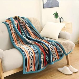 UKELER Boho Sherpa Throw 60'' x 50''- Bohemian Soft Plush Flannel Throw Blankets for Bed/Couch/Sofa/Office/Camping