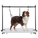 HIDOG H-Shape Dog Grooming Arm With Clamp, Pet Grooming Table Arm With 3 Loop Noose, 33" Height Adjustable And 38"-50" Width Adjustable For Small/Medium/Large Dogs,?125.98 cm,Black