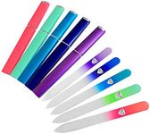 Bona Fide Czech Glass Files for Nails, 5-Piece Manicure Glass Fingernail Files with Cases (Malibu Color Set)