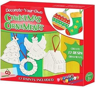 Christmas Crafts for Kids - DIY Christmas Tree Decorations Resin Ornaments Kits (Includes Paints Brushes) - Stocking Stuffers DIY Xmas Ornaments for Kids Toddlers Girls Boys Ages 3-5 4-8 8-12
