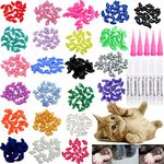 VICTHY 100 PCS Soft Pet Cat Nail Caps Cats Paws Grooming Nail Claws Caps Covers 5 Kinds 5Pcs Adhesive Glue Small Size