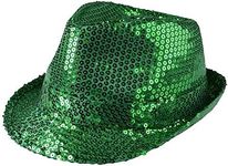 Dress Up America Sequin Fedora for Adults - Sequined Party Fedora - Costume Accessory for Halloween (Green Sequins)