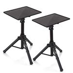 Laptop Projector Tripod Stand - 2 Pcs Computer, Book, DJ Equipment Holder Mount Height Adjustable Up to 52 Inches w/ 20'' x 16'' Plate Size - Perfect for Stage or Studio Use - Pyle PLPTS4X2