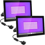 T-SUN Halloween 2 Packs 100W Black UV Lights, UV LED Black Light Party Flood Lighting, LED Ultraviolet Flood Lighting IP66 Waterproof for Indoor or Outdoor Parties Aquarium Stage Party Supplies