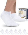 Pembrook Diabetic Ankle Socks for Men and Women - 6 Pairs Low Cut Seamless Diabetic Socks Women | Diabetic Socks for Men, White - 6 Pairs, Medium