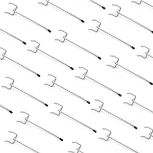 HUHOLE Pegboard Hooks 4 Inch 100PC, Fit 1/4" or 1/8" Pegboard with Plastic Tip, Ideal Peg Board Tool Utility Hooks for Garage Tool Organization, Wall Storage (4")