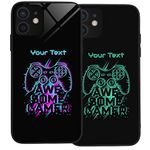 Personalised Case for iPhone 12, Slim Anti Scratch Glass panel with shockproof TPU Rims | Glow in the Dark Case | Custom Phone Case-Awesome Gamer