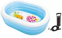 mQFIT Summer Inflatable Kid Swimming Pool, Oval Fun Swimming Pool Inflatable Bath Tubs for Adults Spa, Swimming Bath Tub, Baby Bath tub, Water Pool for Kids with Pump (Size:5Ft) (Oval Tub with Pump)