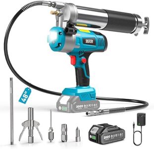 Seesii Electric Grease Gun, 5.8 oz/min Fast Flow Cordless Grease Gun with Auto Lock-On Trigger, 48" Hose, Standard & Quick Release Couplers, Needle Dispenser, Pointed Tip for Tractor & Heavy Equipment