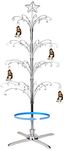 HOHIYA 74 Inch Ornament Display Tree Metal Christmas Stand Rotating Silver 90 Hooks Hanger Wire Hanging for Swarovski 2024 Crystal Glass Decorations Gift Taiwan Made