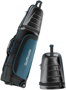 Golf Travel Bag for Airlines with Carbon Fiber Hard Top, Protective Club Traveling Cover with Wheel, Golf Club Carrier Case for Airplanes, Thick Padding, Durable Zippers and 2 Sided Spacious Pockets