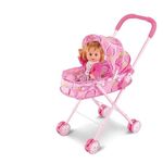 KELLY MILLER Kids Toy with Real Moving Stroller Toy Stroller Baby Doll Toy Set for Kid (Multicolor and Multi Design)