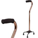 DMI Adjustable Multi-Color Quad Cane for Stability, Small Base, Bronze