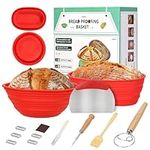 TLATRE Bread Proofing Basket,Silicone Banneton Bread Proofing Baskets,Sourdough Bread Starter Kit,Sourdough Proofing Basket,Sourdough Tools.