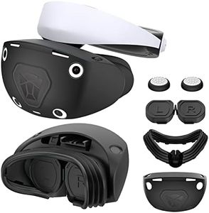 VR Protector Cover Set for PlayStation VR2, Silicone PSVR2 Headset Cover & Face Cushion Cover Pad & Lens Dust Cover & 2 Pack Controller Thumb Grips for PS5 VR Accessories, Sweatproof and Washable