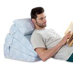 The White Willow Wedge Cushion-Wedge Pillow for Bed & Back Support-Wedge Pillow for Neck & Back Pain, Acid Reflux-Adjustable 3 Layer Wedge Pillow with Headrest-XL King-(24" Lx24 Wx7 H+3" H+3" H)-Blue