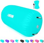 AWSUM 4ft L x 3ft Diam Gymnastics Barrel Air Roller Inflatable Tumbling Mat Back Handspring Trainer for Octagon Mat Gym Gymnastics Equipment，No Electric Pump Green