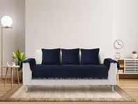 Saral Home AXIS Sofa Cover Set (1 Seat Cover, 3 Cushion Cover, 2 Arm Covers)-Blue