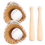 Toyvian 2 Sets of Miniature Baseball Bat Glove and Ball Baseball Cake Decorations for Doll House Accessories Party Favors