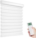 Tokblind Motorized Zebra Blinds with Remote Control, Electric Dual Layer Sheer Roller Shade Work with Alexa Google via Hub, Smart Day and Night Blind for Windows, Customized Size (White)