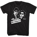 American Classics The Blues Brothers Movie Jake & Elwood Adult Short Sleeve T-Shirts Graphic Tees, Black, Large