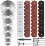 Cutting Wheel Set 46Pcs for Rotary Tool, HSS Cutting Wheels 6Pcs, Diamond Cutting Discs 10 Pcs and Resin Circular Saw Blades 30Pcs with 1/8" Shank for Wood Metal Plastic Stone Cutting