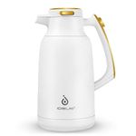 IDEUS Vacuum Insulated Coffee Carafe, 68 oz (2 Liters) Stainless Steel Milk Jug Thermal Tea Pot Hot & Cold Water Beverage Dispenser (White)