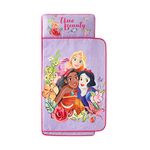 Disney Princess Super Soft Plush Toddler Quilted Nap Mat with Built in Blanket and Pillow, 20" Wx46 L