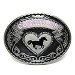 MASOP VOGU Cowgirl Up Western Cowgirl Rodeo Belt Buckle Women Girls Fashion Jean's Accessory, Oval Cowgirl, average