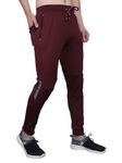 John Ally Jogger Trackpant for Men with Two Zipper Pockets and Premium Fabric. Sweat Wicking, Stretchable for Gym, Yoga, Training, Sports, Running and Casual wear. (L, Wine)