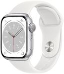 Apple Watch Series 8 [GPS 41mm] Smart Watch w/Silver Aluminum Case with White Sport Band - S/M. Fitness Tracker, Blood Oxygen & ECG Apps, Always-On Retina Display, Water Resistant
