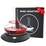 Electric Wine Decanter, Smart Wine Aerator, Automatic Rotating Red Wine Breather, Stepless Speed Change Wine Carafe Shaker, Wine Accessories Christmas Birthday Wedding Gift for Wine Lovers (Base Only)