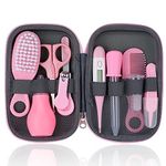 Baby Grooming Kit, 10 Pcs Newborn Healthcare Accessories, Portable Baby Essentials Set with Hair Brush Comb Nail Clipper Thermometer for Nursery Infant Girls Boys