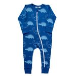 PARADE Organic Signature Print '2-Way' Zip Romper - Long Sleeve Dinos 0-3M with Mitts