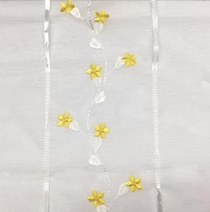 Home Tresor - Coppia Tende a Vetro | Tende per Interni con Doppio Meccanismo per Cucina, Cameretta, Soggiorno | Mod. Amy B1 Base Bianca (45 x 240 cm., Fiorellini Gialli)