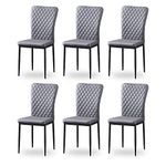 AINPECCA Faux Leather Grey Dining Chairs Set of 6- Armless High Back Upholstered Soft Seat with Black Metal Legs for Dining Room, Kitchen Room (PU Gray, 6)