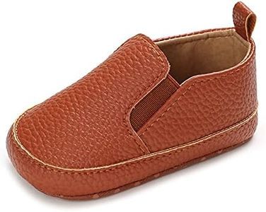 LONSOEN Baby Girls Boys Loafers Prewalker Moccasin Crib Shoes, 217brown, 0-6 Months Infant
