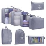 Packing Cubes for Suitcase, 8 PCS Travel Luggage Packing Organizers Waterproof Travel Essentials (Dark Grey)