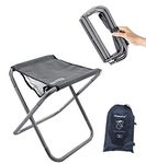 LFSEMINI Camping Stool, 16in Tall Large Size Folding Stool with Carry Bag, Aluminum Alloy Bracket, 1.5lbs Lightweight, Load Capacity to 300lbs, for Travel, Hiking, BBQ, Fishing, Beach(Grey)