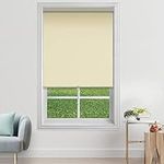 Cordless Spring Roller Blackout Blinds (34" W x 84" L,Ivory) Waterproof Light Filtering UV Protection Room Darkening Privacy Pull Down Kids Safe Window Shades for Home & Office-by Deco Window