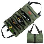 Tool Roll Bag, Canvas Tool Bag, Multi-Purpose Tools Box Organiser with 5 Zip Pockets, Ideal for Plumbers, Craftsmen and Electricians (ArmyGreen)