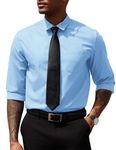 COOFANDY Mens Slim Fit Dress Shirts Formal Business Shirt Long Sleeve No Iron Spread Collar Light Blue