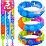 YOGINGO 3 PCS Pop Bracelet it Fidget Toys Pack, Fidget Bracelet Party Gifts, Decompression Wristband with Autistic & ADHD, Fidget Wristband as Return Gifts for kids, Fidgets Novelty Girls