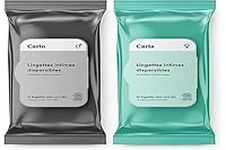 Carlo & Carla (Discovery Pack) - Intimate wipes men and women certified organic, biodegradable and flushable - Set of 2 packs of 14 wipes // Natural hygiene - Medically tested